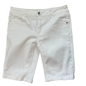 Justice Girl’s Size 16R shorts white denim Bermuda, cuffed legs.  NWOT